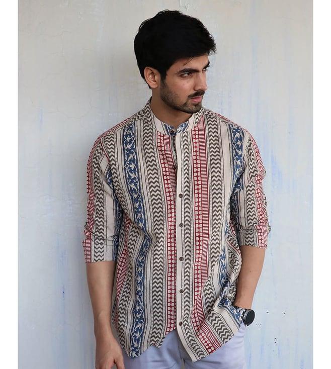 chidiyaa ivory block printed shirt