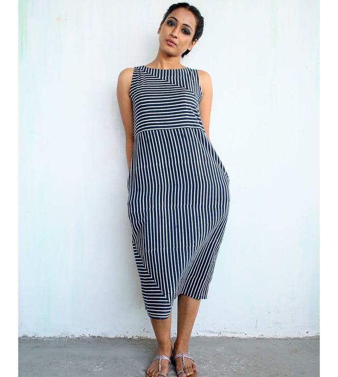 chidiyaa blue line striped dress