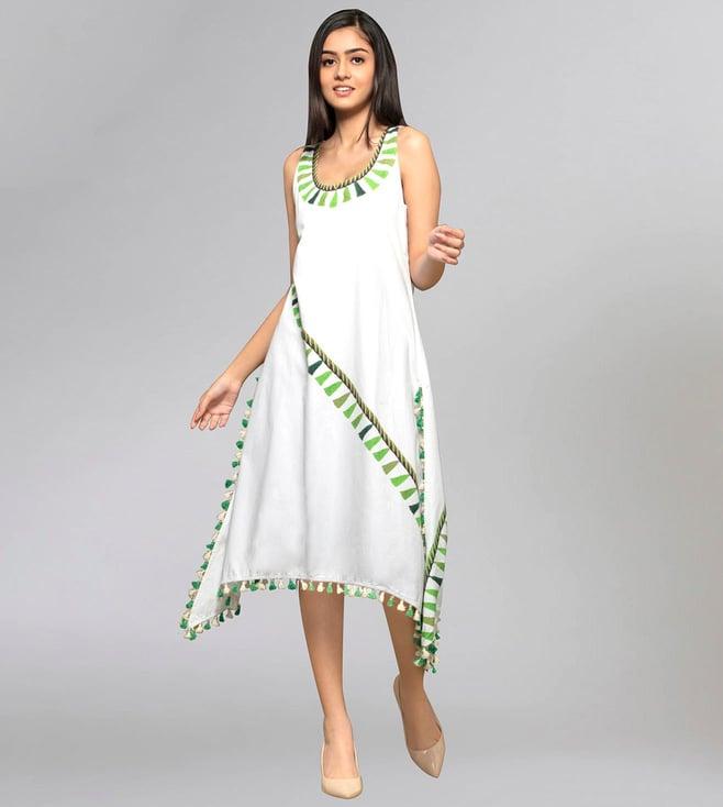 first resort by ramola bachchan green printed tassel dress