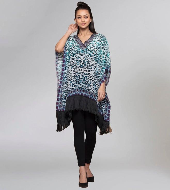 first resort by ramola bachchan sky blue printed tunic kaftan