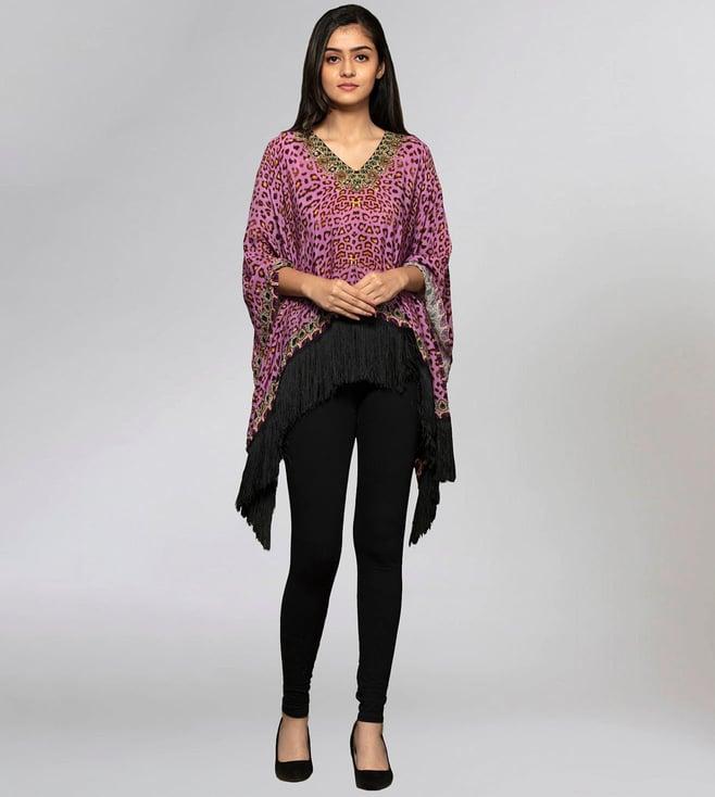 first resort by ramola bachchan mauve animal printed kaftan top