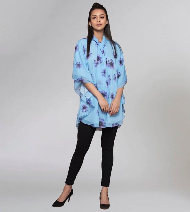 first resort by ramola bachchan blue floral top