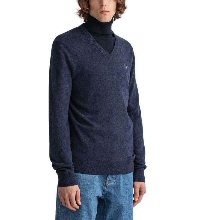 gant dark navy melange regular fit sweatshirt