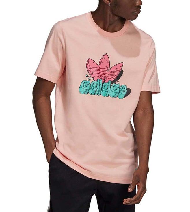 adidas originals pink print regular fit t-shirt