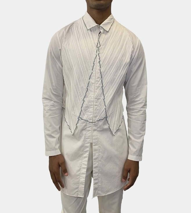 antar agni white parallel shirt