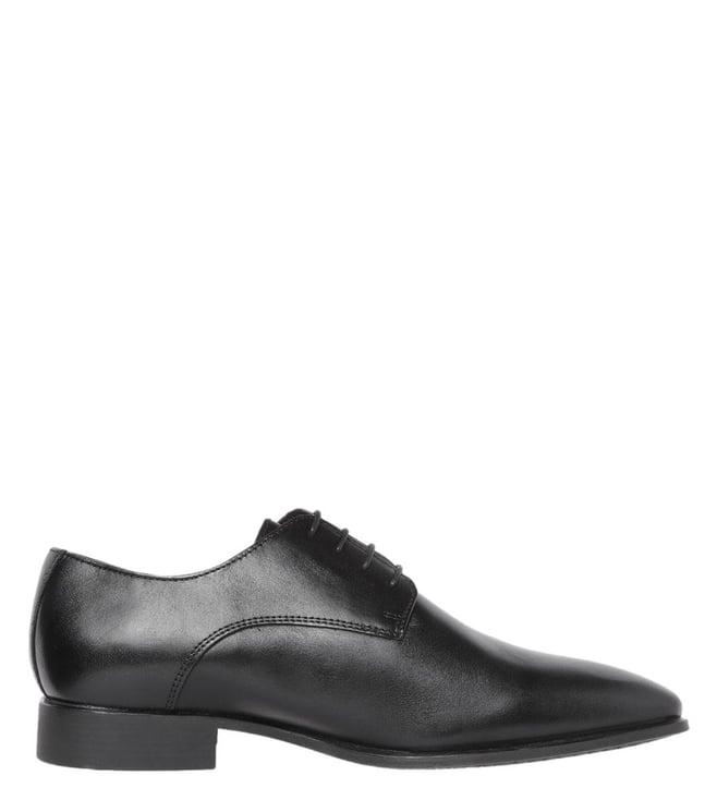 geox men's leather black derby shoes