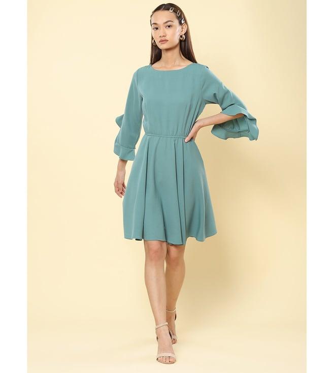 label ritu kumar sage green relaxed fit short dress