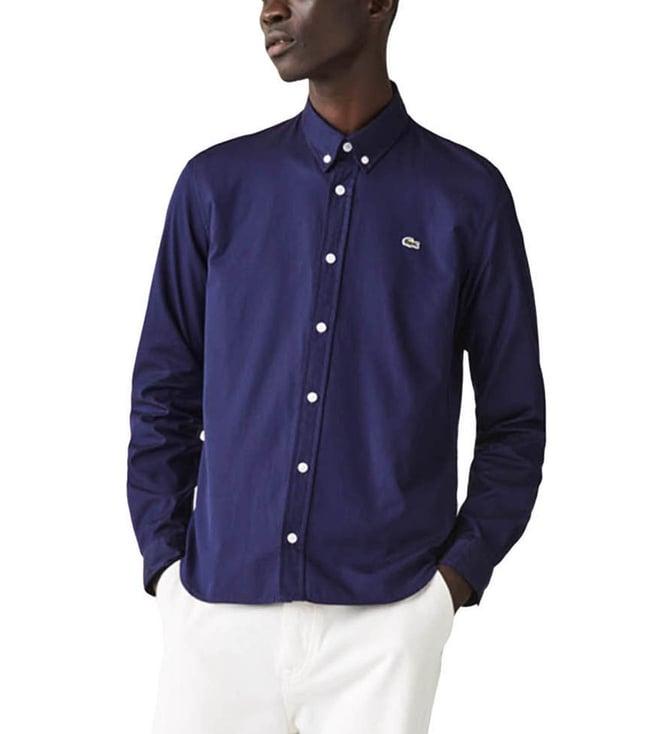 lacoste blue slim fit shirt