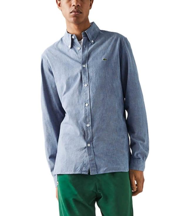 lacoste blue slim fit shirt