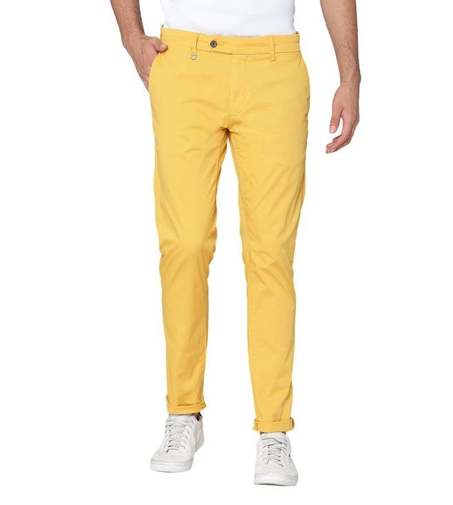 antony morato yellow skinny fit flat front trousers