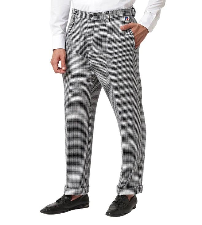 boss grey boss x russell athletic relaxed fit self patterned flat front stretch trousers