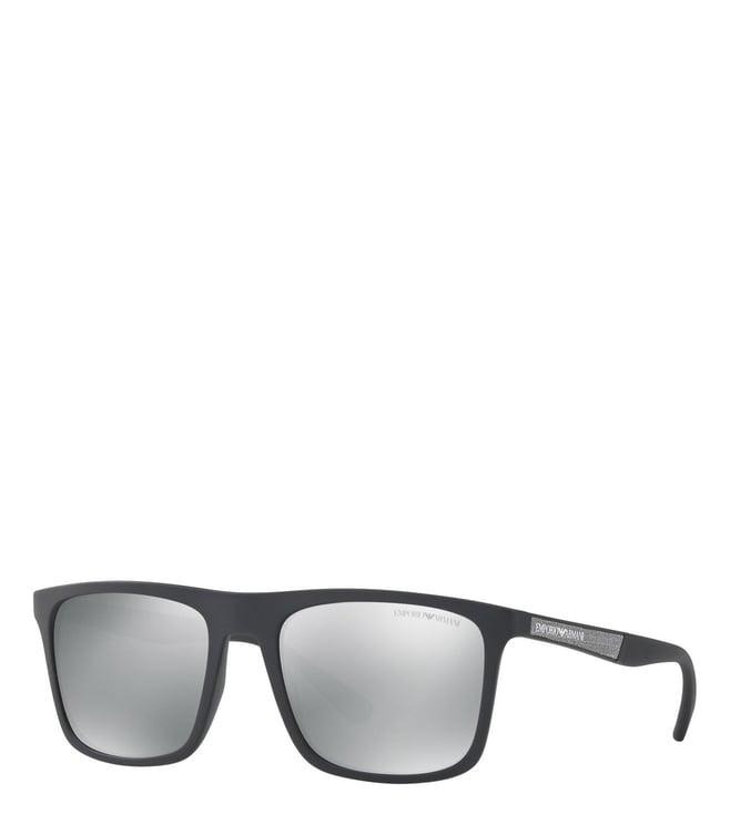 emporio armani silver square sunglasses for men