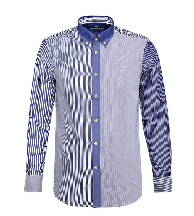 harmont & blaine navy striped regular fit shirt