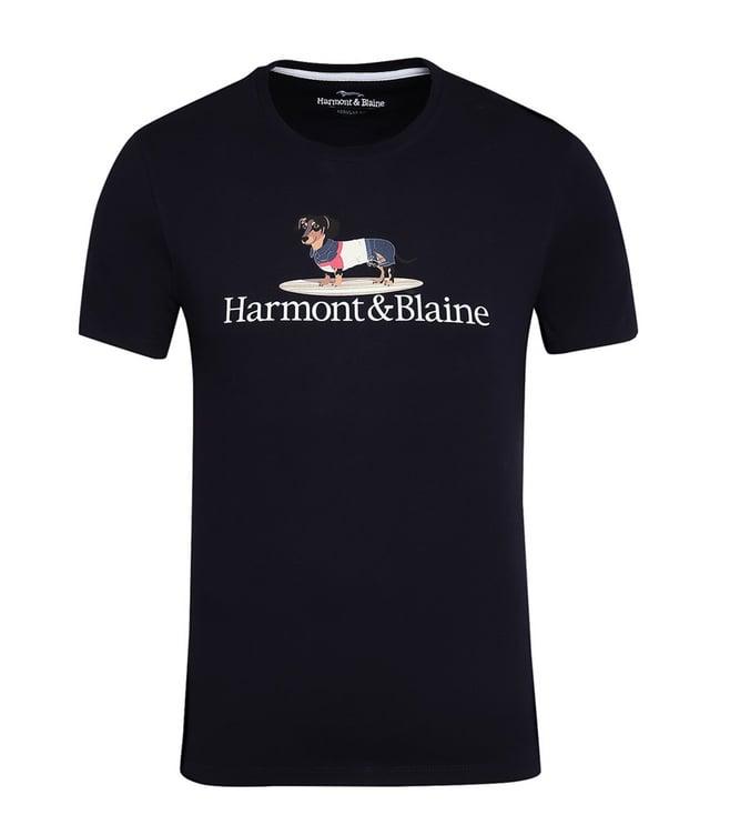 harmont & blaine navy logo regular fit t-shirt