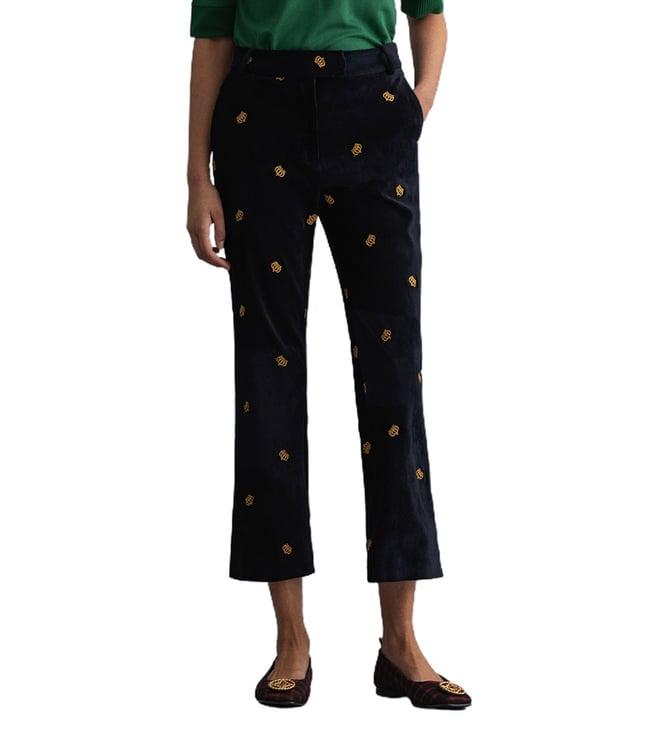 gant navy embroidered regular fit trousers