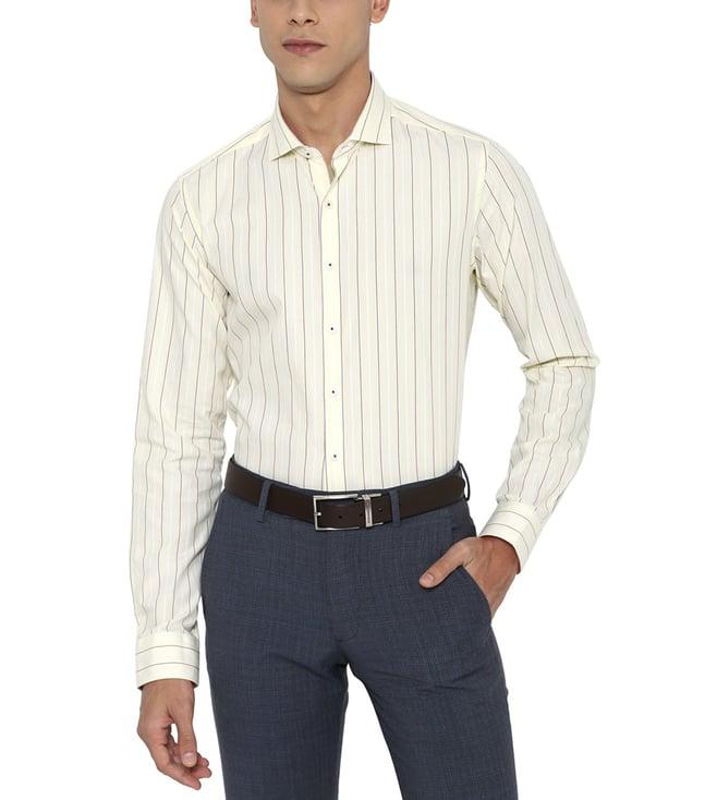 simon carter london beige striped slim fit shirt