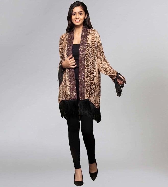 first resort by ramola bachchan brown animal print kimono