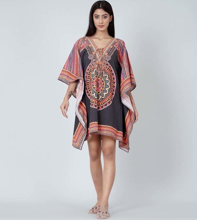 first resort by ramola bachchan black tribal kaftan top