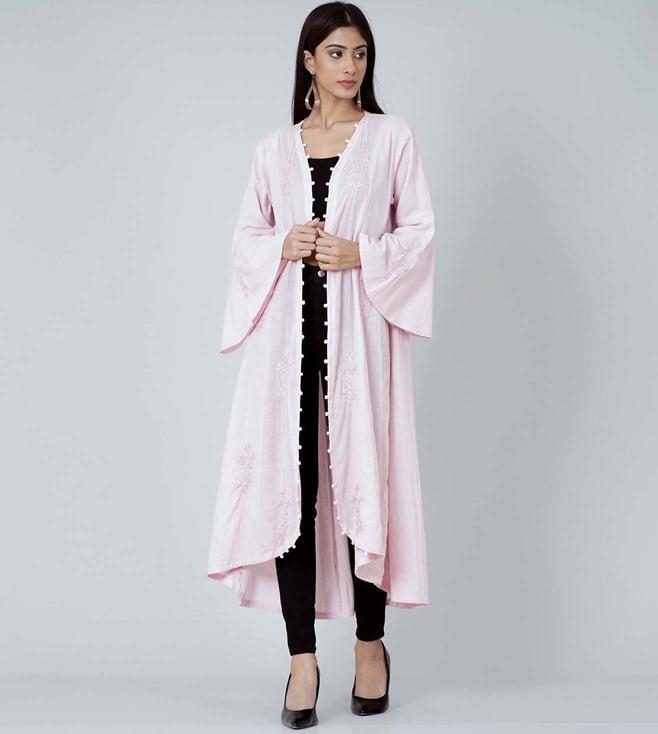 first resort by ramola bachchan pastel pink embellished coat dress