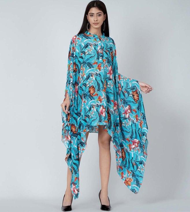 first resort by ramola bachchan blue tropical print tunic