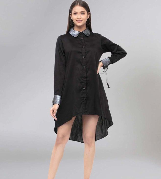 first resort by ramola bachchan black sequined shirt dress