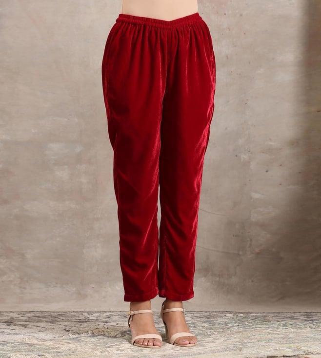 truebrowns red velvet pant