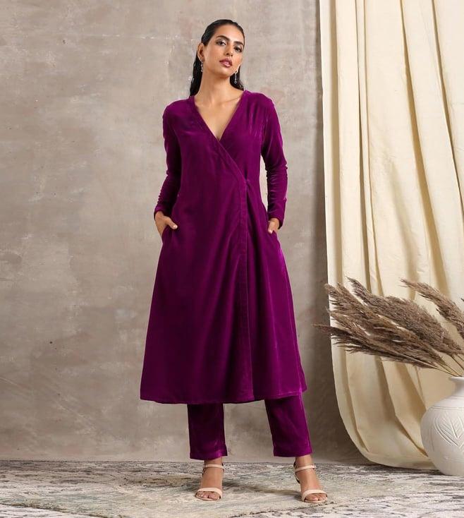 truebrowns wine velvet angrakha