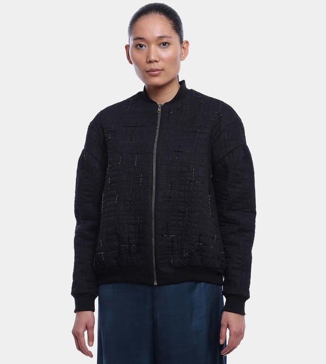 ayurganic black kirsten bomber jacket