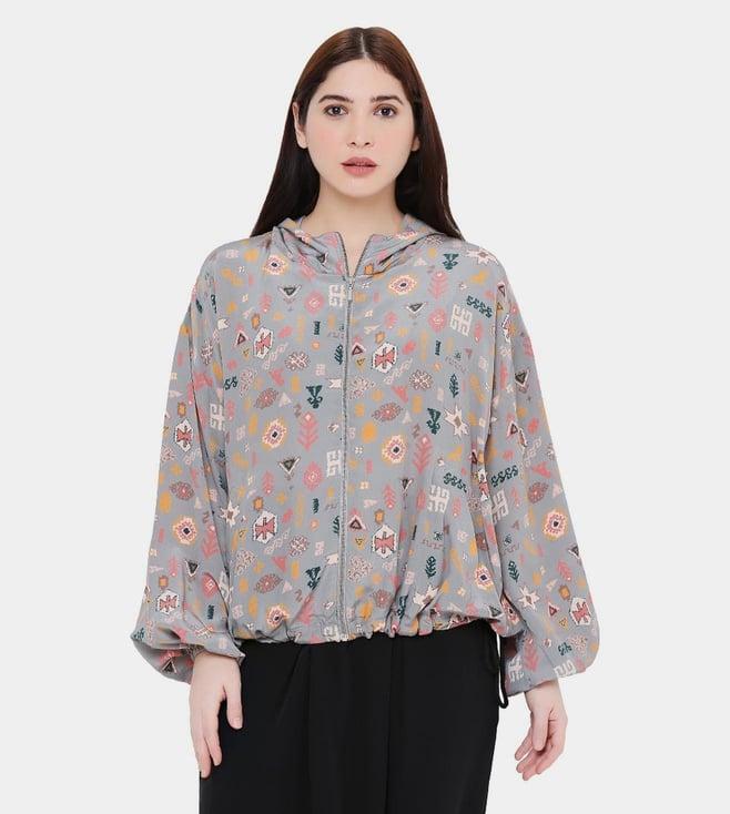 ps pret by payal singhal grey printed crepe jacket