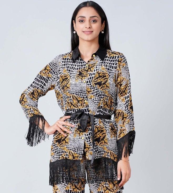 first resort by ramola bachchan yellow baroque animal print shirt