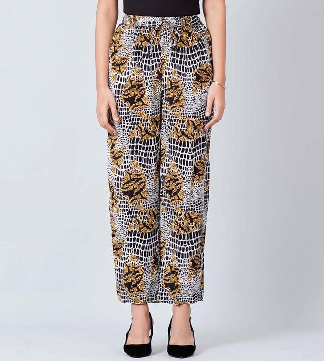 first resort by ramola bachchan yellow baroque animal print palazzos