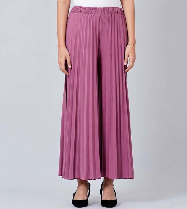 first resort by ramola bachchan berry pink wide leg pleated palazzo