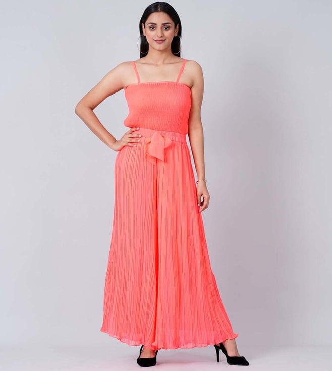 first resort by ramola bachchan neon pink camisole and pleated palazzo set