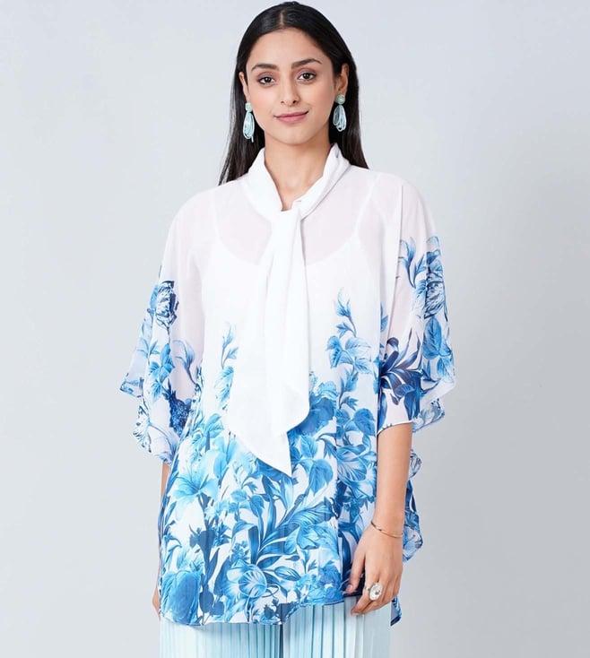 first resort by ramola bachchan blue floral top