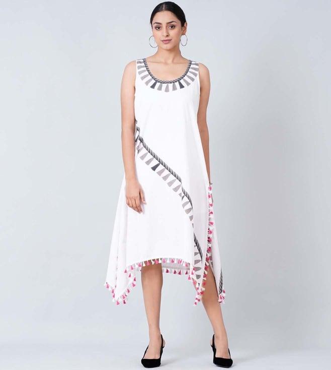 first resort by ramola bachchan grey a-line tassel dress