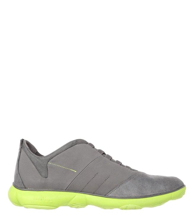 geox men's nebula charcoal & lime green sneakers