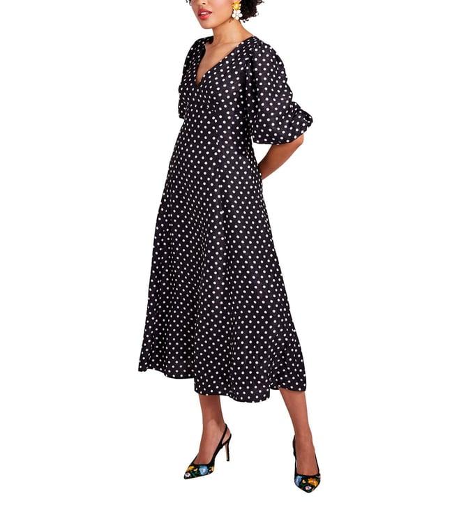 kate spade black & white polka dot flaired fit dress