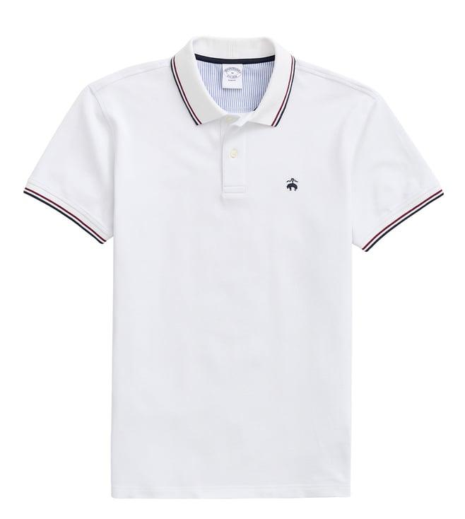 brooks brothers white pique knitted slim fit polo t-shirt