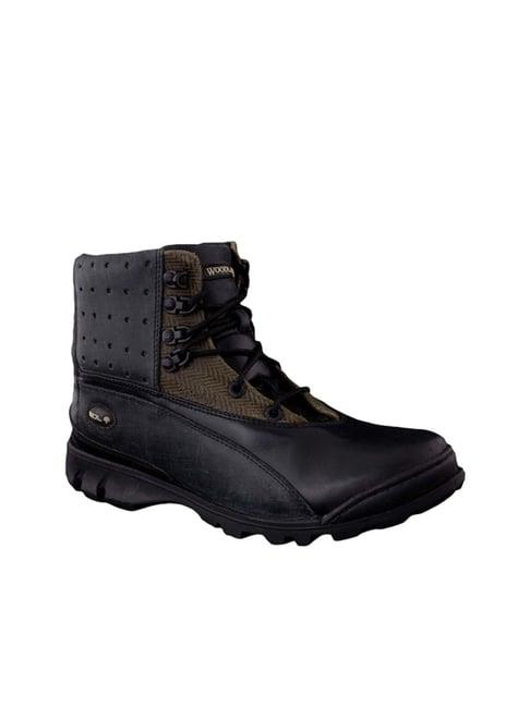 woodland men's black ankle high biker boots