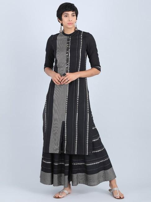 w black printed kurta