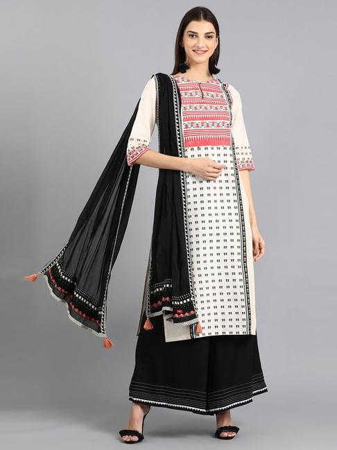 w beige floral print straight kurta