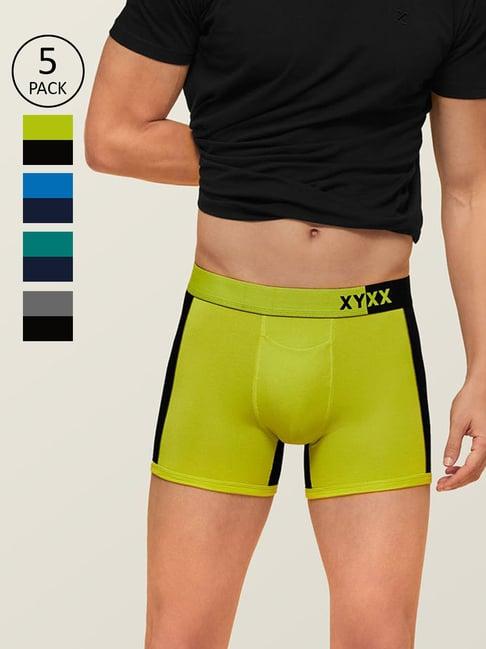 xyxx yellow & grey mid rise trunks (pack of 5)