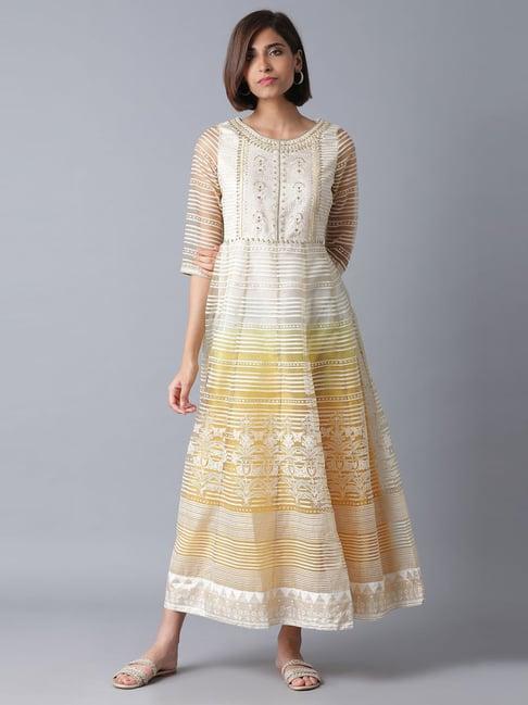 wishful ecru embellished a line kurta