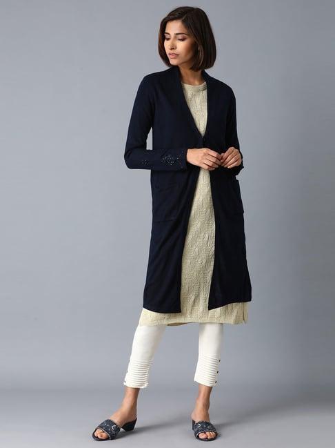 w navy regular fit cardigan