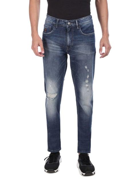 u.s. polo assn. dark blue distressed jeans - flexi collection