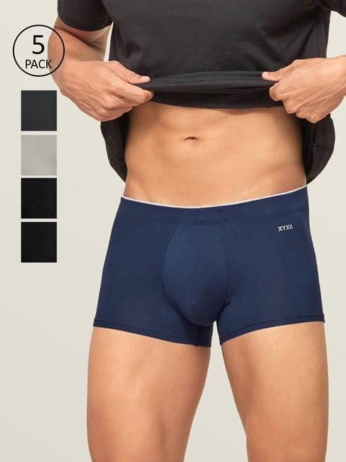 xyxx blue & black skinny fit trunks (pack of 5)