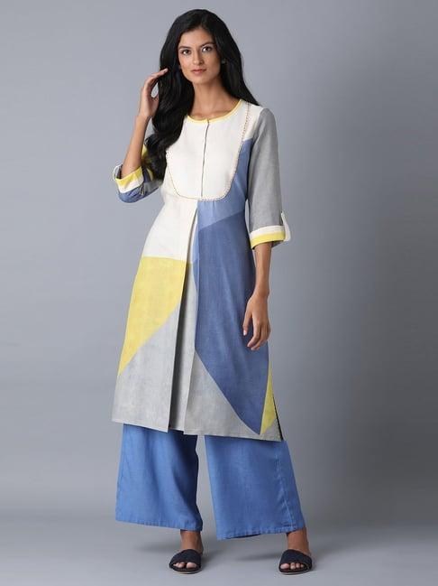 w multicolor printed a line kurta