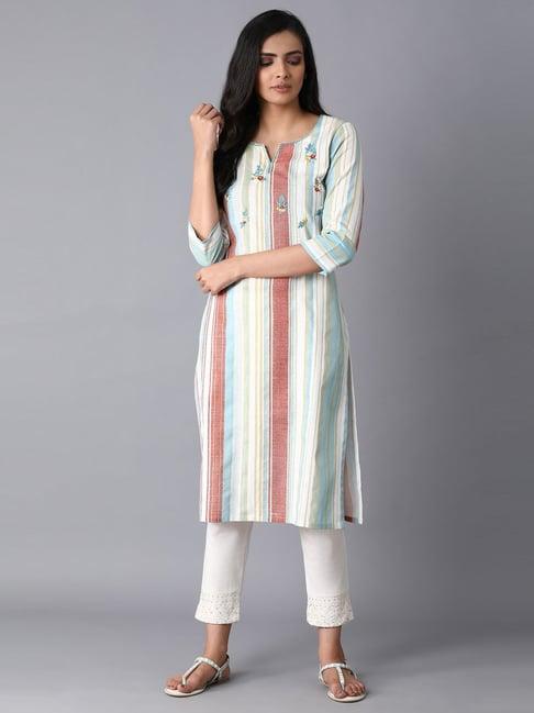 w multicolor striped a line kurta