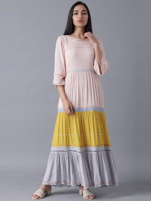 w multicolor embroidered maxi dress