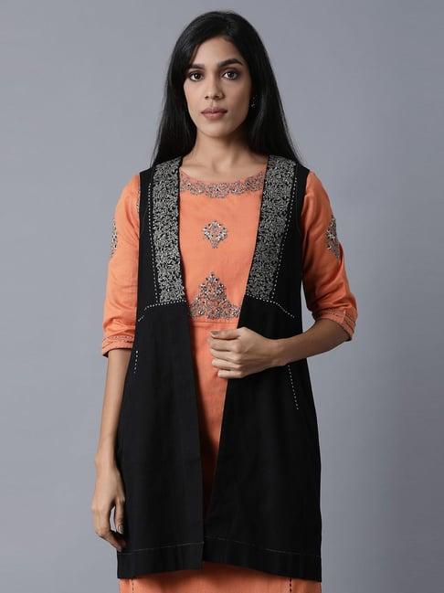 w black embroidered shrug